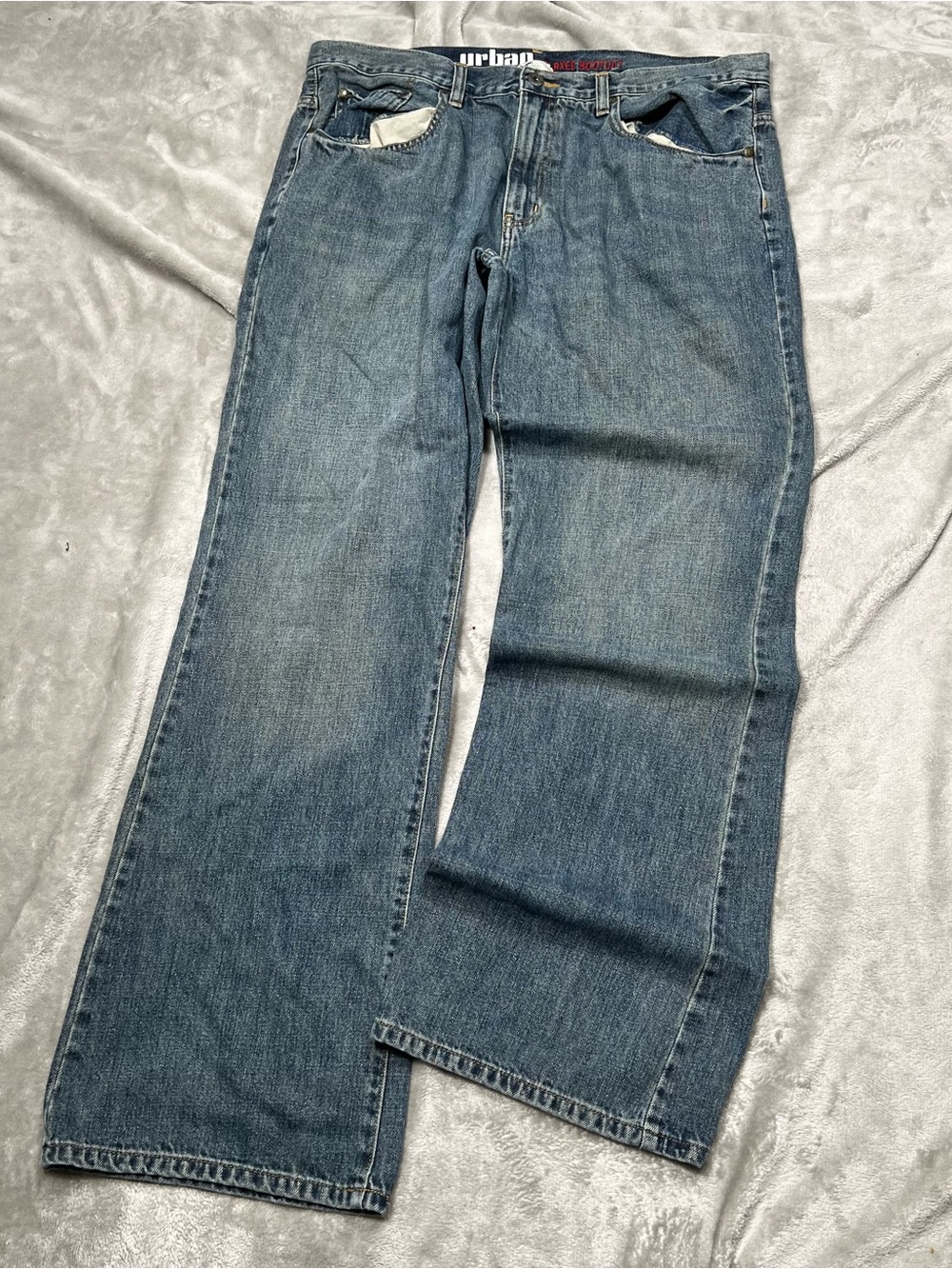 Y2K Urban Pipeline Relaxed Bootcut Jeans Mens 36x33 Blue Denim Baggy Skater Y2K